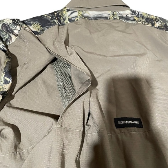 Men's Fishouflage Camo Vented Anglers Long Sleeve Shirt Bass Moss Size Large - Picture 9 of 13